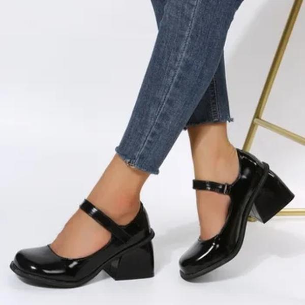 Sapatos casuais Mary Janes plataforma para mulheres, cor sólida, cabeça redonda, salto quadrado, ao ar livre, feminino, primavera, 2022