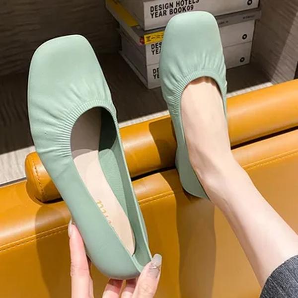 Cabeça quadrada Sapatos Femininos O Novo Respirável Senhoras Bombas Raso Mulher Casual Mocassins Moda Cor Sólida Sapatos de Salto Alto Lazer Sapato