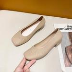 Cabeça quadrada Sapatos Femininos O Novo Respirável Senhoras Bombas Raso Mulher Casual Mocassins Moda Cor Sólida Sapatos de Salto Alto Lazer Sapato