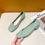 Cabeça quadrada Sapatos Femininos O Novo Respirável Senhoras Bombas Raso Mulher Casual Mocassins Moda Cor Sólida Sapatos de Salto Alto Lazer Sapato