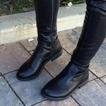 Botas femininas na altura do joelho, sapato de salto quadrado baixo, cabeça redonda, tamanho grande 41-46, novo, inverno