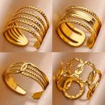 Anéis de Multi Camada de Aço Inoxidável para Mulheres Vintage, Punk, Aberto, Anel de Dedo Ajustável, Jóias da Moda, Casamento, Presente de Aniversário, 2024