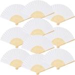 Ventilador de bambu chinês portátil, ventilador de papel dobrável, presentes de casamento para convidados, decoração de aniversário, pintura infantil, branco, 10 pcs, 20 pcs, 30pcs