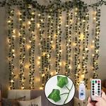 LED Plantas Artificiais para Varanda, Guirlanda de Liana, Folha De Rattan De Seda, Decoração Da Videira, Decoração Do Quarto, Casa E Sala De Estar, Terraço Exterior, 12PCs
