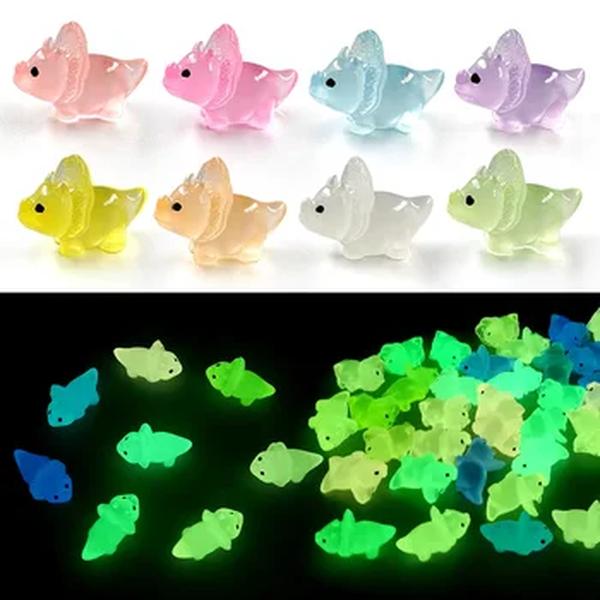 Luminous Dinosaur Glow Resin Figurine, Triceratops, Modelo Animal dos desenhos animados, Decoração de casa, Fairy Garden Decoração Acessórios, Novo, 2023