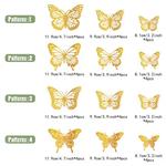 3D Butterfly Wall Decor para Quarto, Decorações de Ouro, Birthday Party, Decorações de Bolo, 4 Estilos, 3 Tamanhos, 48Pcs