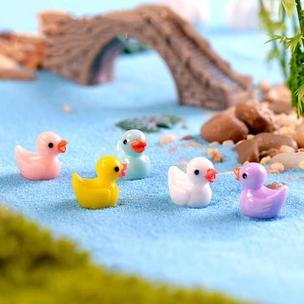 Mini Duck Miniature Figurine Ornamentos, Artesanato Animal DIY, Desk Pot, Paisagem, Carro, Jardim, Acessórios para Decoração, 5-50Pcs
