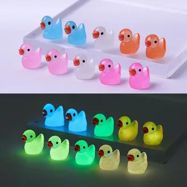 50 pçs mini ornamento de pato amarelo fluorescente figuras em miniatura pequenas resina de pato artesanato micro paisagem decoração de casa de bonecas
