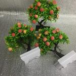 Bonsai de frutas artificiais para decoração de casa, plástico falso pêssego com pote, ornamento do hotel, decoração do partido, loja