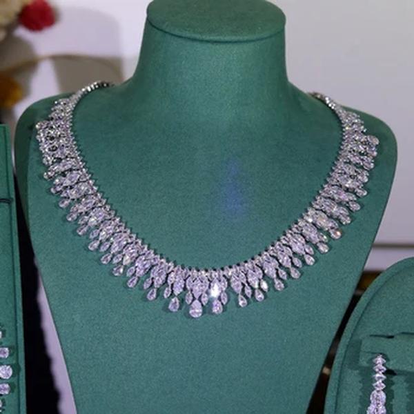 Cubic Zirconia Nupcial Conjunto de Jóias para Mulheres, Colar e Brinco, Prom e Wedding Party Acessórios, Brand New Arrival, Frete Grátis