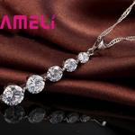 925 Sterling Silver Brincos Longos e Colares Conjunto para Mulheres, Jóias De Casamento, Cor De Cristal, Pingentes