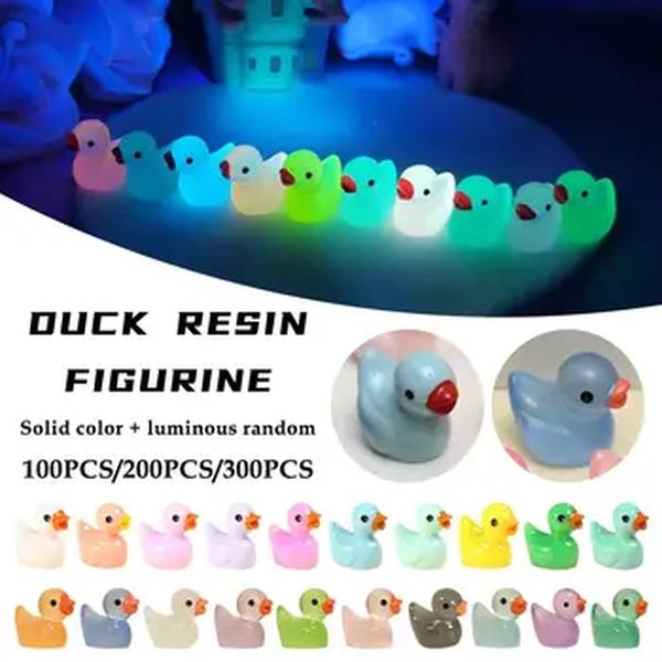 Luminous mini pato micro paisagem, acessórios de bricolage, estatuetas em miniatura, decoração de casa fada, brilho no escuro, estilo misto, 100pcs