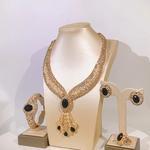 YULAILI-24K Conjunto de Jóias Banhado a Ouro para Mulheres, Dubai Nupcial Casamento Colar e Brinco Set, Presentes de Jóias Africanos Marroquinos, Novo