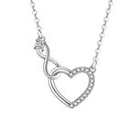 GaaBou-925 Sterling Silver Heart Interlocking Colares para Mulheres, Zircão, Jóias de Luxo, Presente Feminino, Itens Frete Grátis