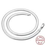 Colar de corrente de cobra plana prata esterlina 925, lâmina fina, encantos masculinos e femininos, moda de menino e menina, presentes de casamento e feriado, 4mm