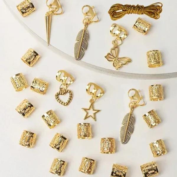 Dreadlock Hair Rings para Mulheres e Meninas, Clipe de Punhos Ajustável, Tranças Sujas, Talão Hairpin, Acessórios Headwear, 27pcs