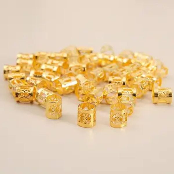 Metal Oco Out Anel de Cabelo, Braid Anéis Clips, Dread Locks, Braiding Cuffs Decoração, Beads Acessórios, 50Pcs