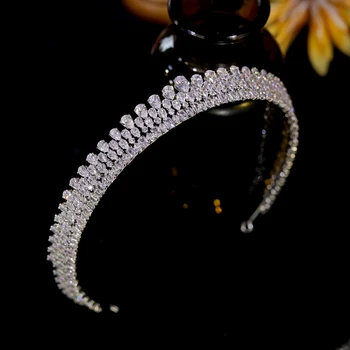 Crystal Full Zircon Headband para Mulheres e Meninas, Trendy Charm, Birthday Party Tiara, Princess Hair Acessório, CZ Jóias, Trendy, Birthday