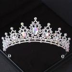 Cabelo casamento Tiara Cristal Nupcial Tiara Coroa Cor Prata Diadema Veil Tiaras Acessórios para cabelo casamento Headpieces Cabeça Jóias