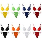 1 DEFINIR Senhoras Sexy Cor Sólida Biquíni Estilingue Conjunto Fivela de Metal Decorado Brasileiro Swimwear Férias de Praia Divisão Swimwear