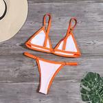 1 DEFINIR Senhoras Sexy Cor Sólida Biquíni Estilingue Conjunto Fivela de Metal Decorado Brasileiro Swimwear Férias de Praia Divisão Swimwear