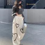 Perneira esportiva feminina de coração branco, solta, calça casual preguiçosa, simples, outono, nova, 2022