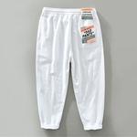 Calça casual com cordão masculina, reta, roupa de linho e algodão, fina e respirável, cor sólida, nova, primavera, verão, C3501