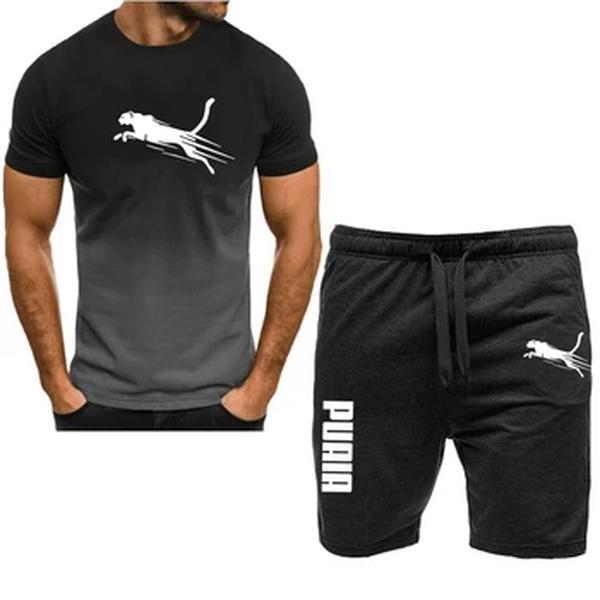 Conjunto de t-shirt e shorts de jogging respirável masculino, roupa esportiva fitness, running suit casual de 2 peças, novo, 2022