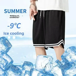 Calção de basquete estilo americano masculino solto, calça esportiva de corrida fina, seda gelo, secagem rápida, calça casual de cinco minutos, verão