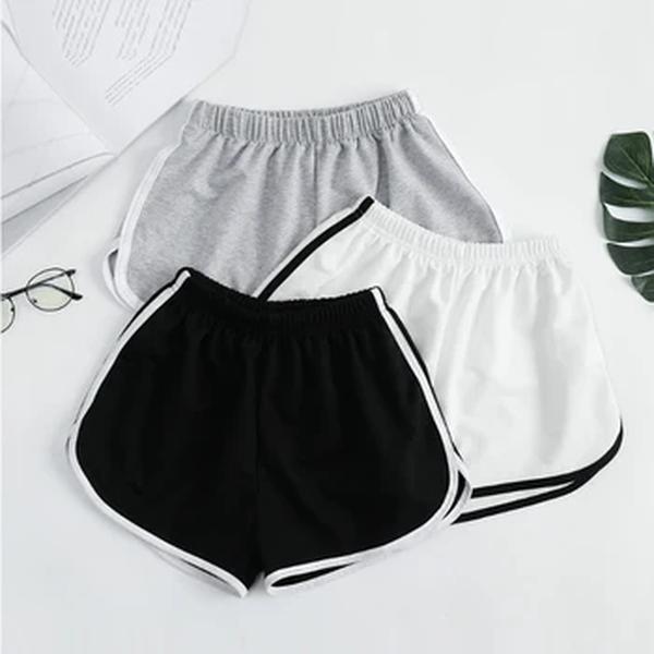 Shorts esportivos listrados para mulheres, shorts soltos simples, curto emagrecedor casual para senhoras, cintura alta, monocromático, moda verão