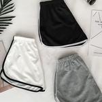 Shorts esportivos listrados para mulheres, shorts soltos simples, curto emagrecedor casual para senhoras, cintura alta, monocromático, moda verão