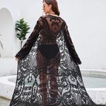 Mini vestido floral de praia feminino, encobrimento de biquíni, crochê de renda, maiô oco, maiô, túnica branca, sarong, moda praia envoltório