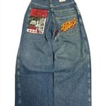 JNCO-Jeans Baggy Vintage para Homens e Mulheres, Calças Hip Hop, Carta Bordada, Cintura Alta, Calças Largas, Góticas, Harajuku, Y2K, Novo