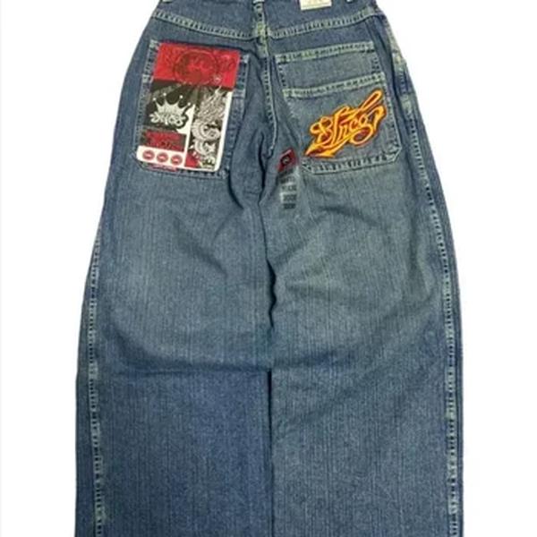 JNCO-Jeans Baggy Vintage para Homens e Mulheres, Calças Hip Hop, Carta Bordada, Cintura Alta, Calças Largas, Góticas, Harajuku, Y2K, Novo