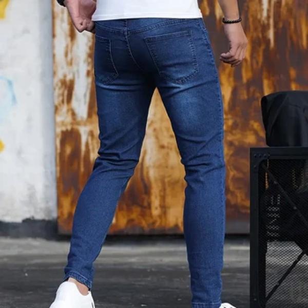 Jeans Stretch com zíper retrô lavando roupa masculina, calça lápis, casual, slim fit, plus size, jeans, skinny, calças masculinas