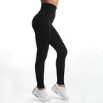 CUHAKCI-Leggings de ioga sem costura feminina, cores puras, slim fit, calça lápis casual preta, jeggings elásticos altos, calças de treino