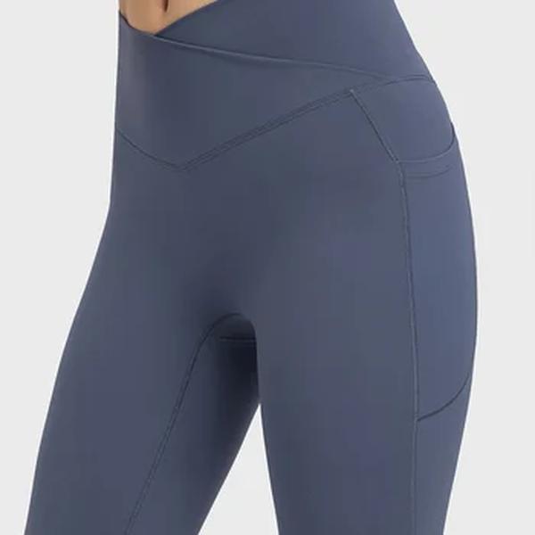 Neoagym-as caneleiras da ioga com bolsos laterais para mulheres, ostenta a calça com cintura transversal, 25 polegadas, sem assento dianteiro