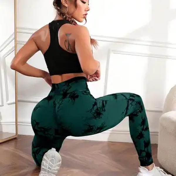 Calças de Yoga Push Up de Cintura Alta para Mulheres, Calças Justas Push Up Sem Costura, Leggings de Fitness, Roupa de ginástica, Novo Tie Dye