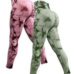 Calças de Yoga Seamless Tie Dye para Mulheres, Leggings Esportivas, Cintura Alta, Collants Push Up, Leggings Fitness Workout, Roupas de ginástica, 2 peças
