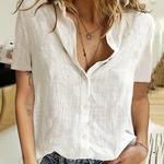 Blusas de algodão e linho de manga curta feminina, tops de túnica extragrande, camisas soltas, Harajuku vintage elegante, casual, verão