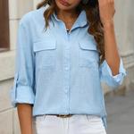 Blusas vintage grandes para mulheres, camisas soltas casuais para jovens, tops femininos monocromáticos, moda elegante, outono, 2024