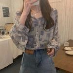 Camisa solta vintage de manga longa para mulheres, gola virada para baixo, blusas chiques, streetwear, todos os fósforos, tops grandes, femininos, verão