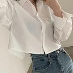 Zadily-camisa branca de manga comprida feminina, estilo coreano, tops de botão dividido, blusa casual, roupa de festa, monocromática, nova, primavera, 2023