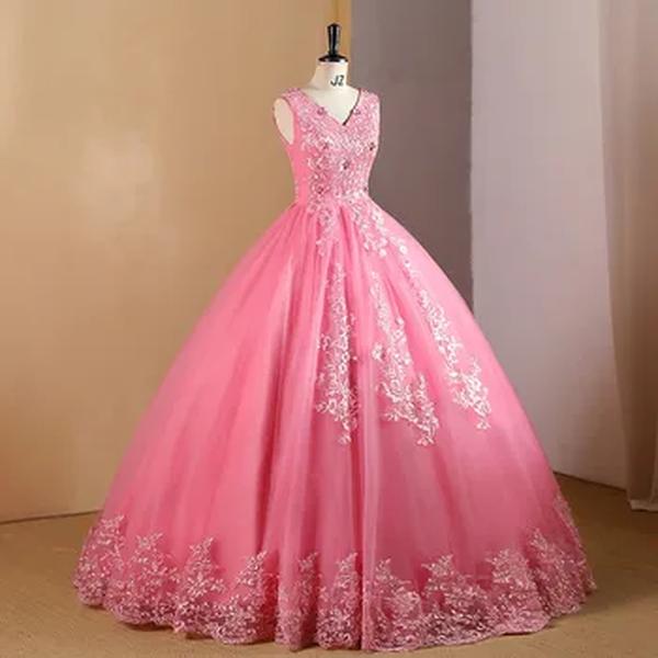Ashley Gloria Quinceanera vestido, vestido de festa sem mangas, vestido de baile Sweet Lace, vestido formal, Novo, 2024