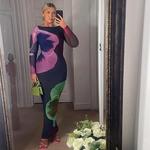 CUTENOVA-Vestido de pulôver feminino ver através de malha, vestidos lindos e sexy, manga comprida, estampa floral, vestido noturno, primavera, verão, 2022