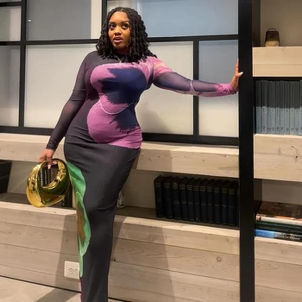 CUTENOVA-Vestido de pulôver feminino ver através de malha, vestidos lindos e sexy, manga comprida, estampa floral, vestido noturno, primavera, verão, 2022