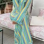 Lanmrem-Vestido feminino de renda sem costas, cor contrastante, mangas compridas, vestidos finos, nova moda, roupas de verão, 32C825, 2024