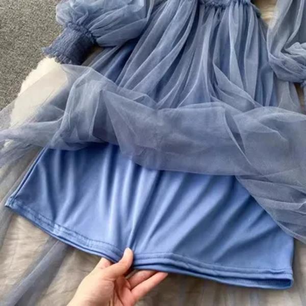 Vestido feminino de malha com flor de renda, manga lanterna, vestidos longos brancos para festa, elegante vintage, conjuntos de 2 peças, novo, 12041