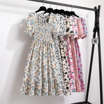 Vestido longo com estampa floral high-end feminino, Nicho Design, Verão, Senso de Design, Manga curta, Nicho