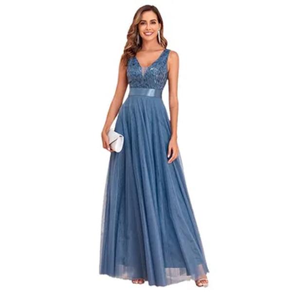 Vestidos de dama de honra sexy para mulheres, decote em v, bordado, vestido de festa longo, elegante vestido formal